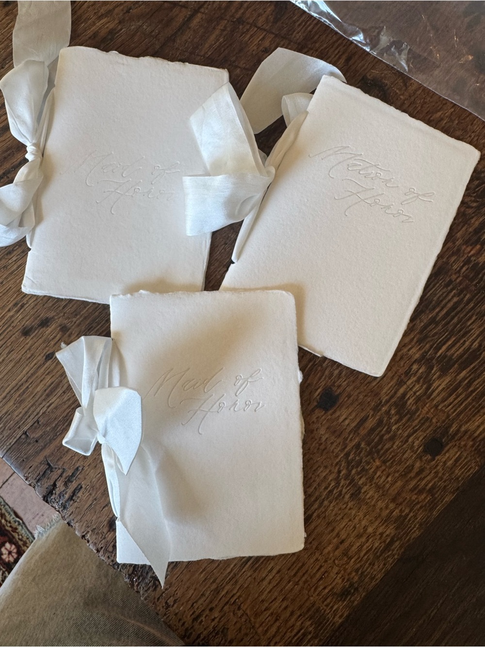 Handmade Ivory Embossed Speech Book with Ribbon